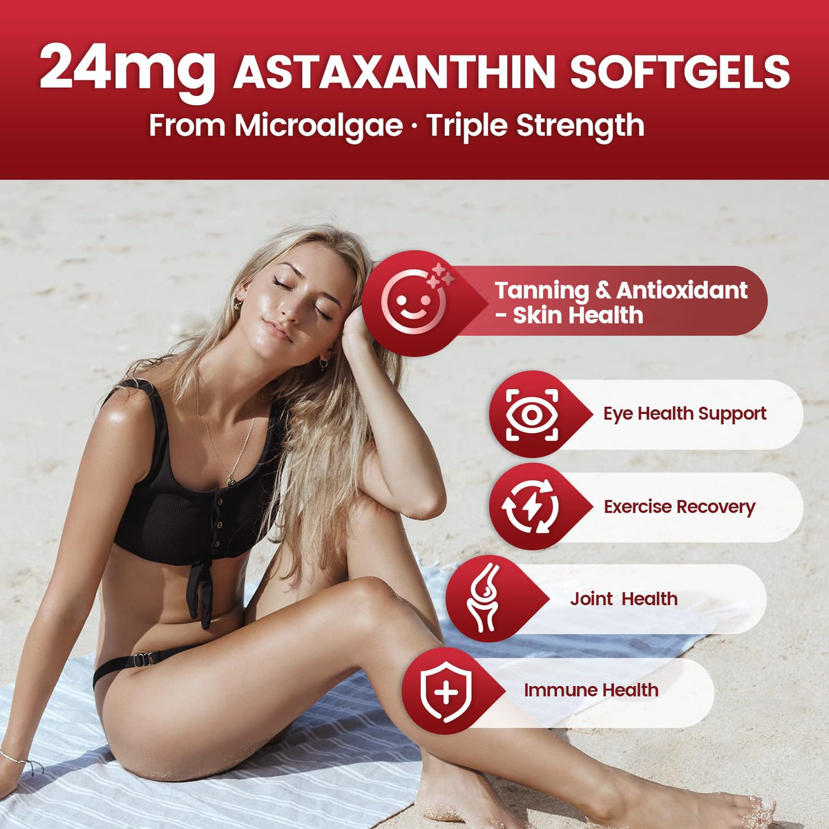 10 in 1 Astaxanthin Supplements 24mg, 4 Month Supply, Astaxantina Antioxidant from Fresh Haematococcus Pluvialis, Contains Lycopene, Grape Seed, Vitamin E - FENGGESTORE20