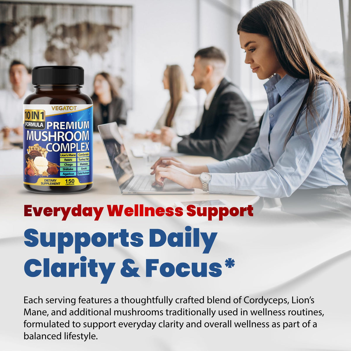 10 in 1 High Strength Mushroom Supplement - Lions Mane, Cordyceps, Reishi - Brain Supplements for Memory and Focus ** 5-Month Supply - FENGGESTORE20