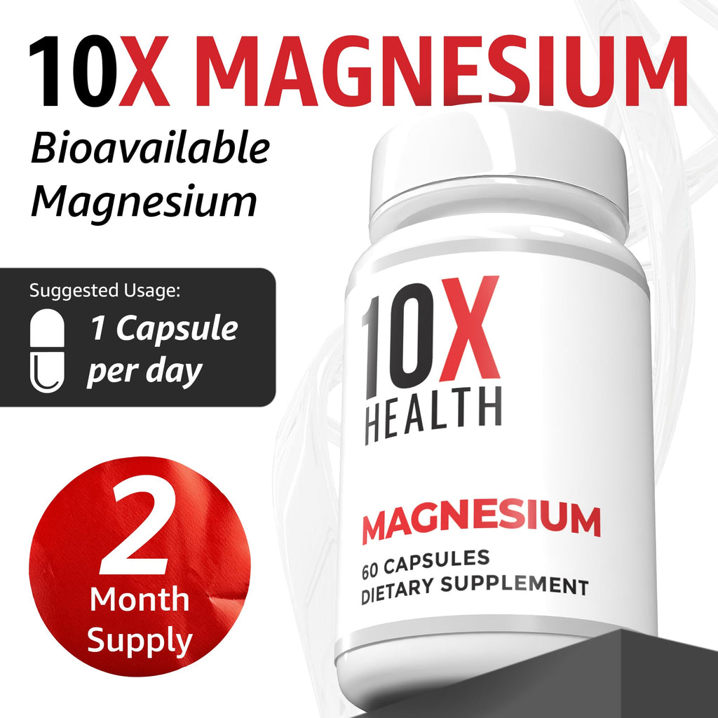 10X Health Magnesium Supplements - High-Absorption Magnesium Citrate for Sleep, Muscle & Nerve Support - FENGGESTORE20