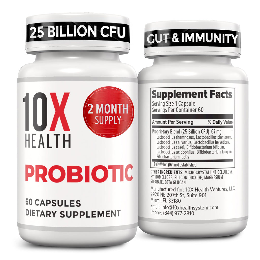 10X Health Probiotics for Men - 60 Capsules Immune Support Supplement & Probiotics for Digestive Health with Lactobacillus Rhamnosus, - FENGGESTORE20