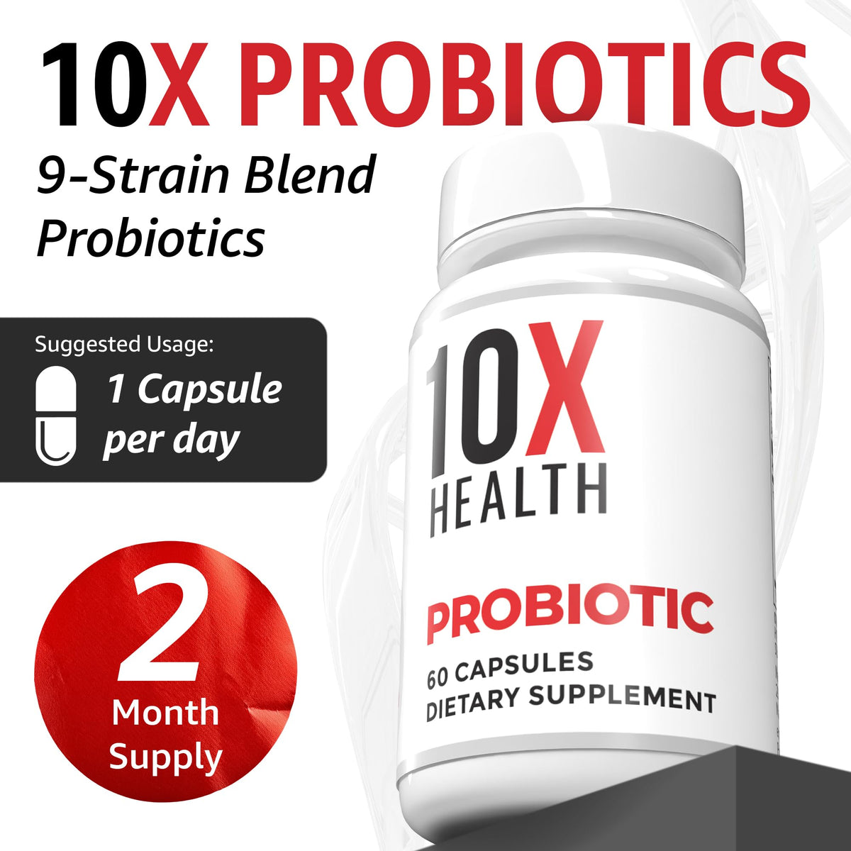 10X Health Probiotics for Men - 60 Capsules Immune Support Supplement & Probiotics for Digestive Health with Lactobacillus Rhamnosus, - FENGGESTORE20