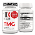 10X Health TMG Supplements - Trimethylglycine Supplement for Liver Support, Heart Wellness, Energy, Homocysteine Levels - TMG Capsules with Betaine Anhydrous - FENGGESTORE20