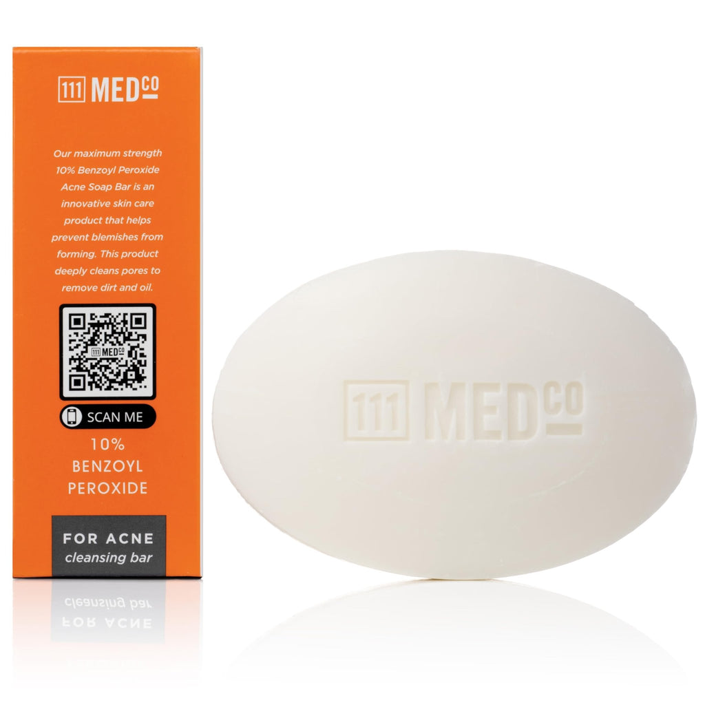 111MedCo 10% Benzoyl Peroxide Acne Treatment Cleansing Bar, Maximum Strength Medicated Face & Body Soap‑Free Bar - FENGGESTORE20