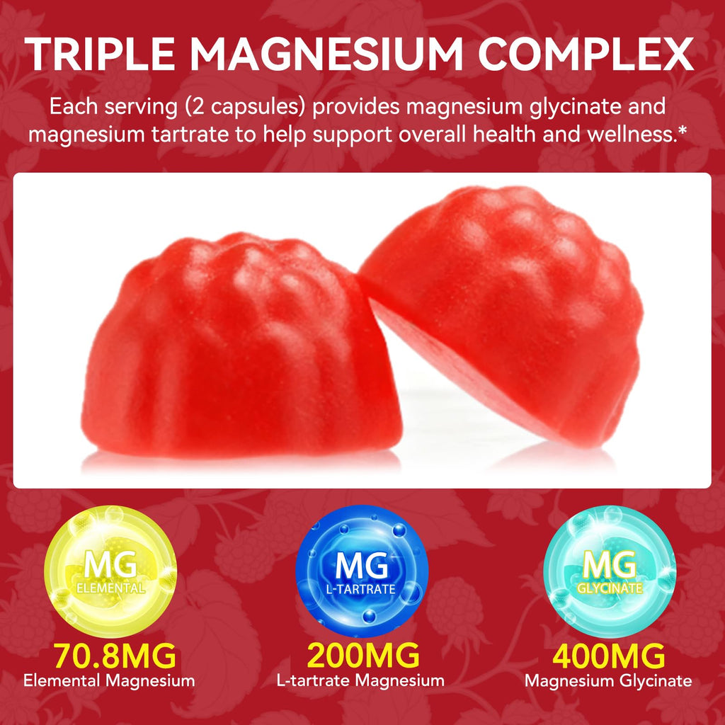 120 Count Magnesium Glycinate Gummies 600mg for Adults, Supports Relaxation, Magnesium Glycinate Chewable, - FENGGESTORE20