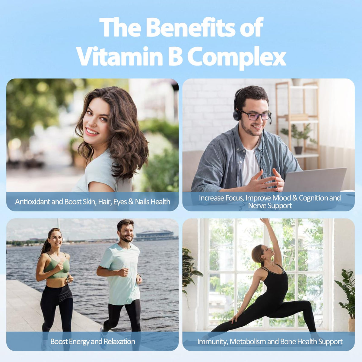 13-in-1 Vitamin B Complex Plus with Vitamin B1, B2, B3 (Niacinamide), B4, B5, B6, B7 (Biotin), B8 (Inositol), B9 (Folate), B12, C, D3, K2 - Energy, Nerve, - FENGGESTORE20