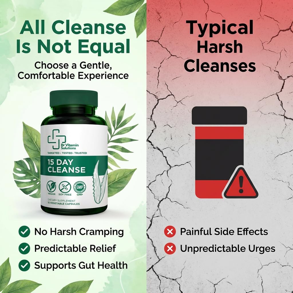 15 Day Colon Cleanse & Detox for Women and Men, Gut Cleanse with Senna, Aloe Vera, Psyllium Husk & Probiotics, Bloating, Constipation Relief, Gentle, Vegan, - FENGGESTORE20