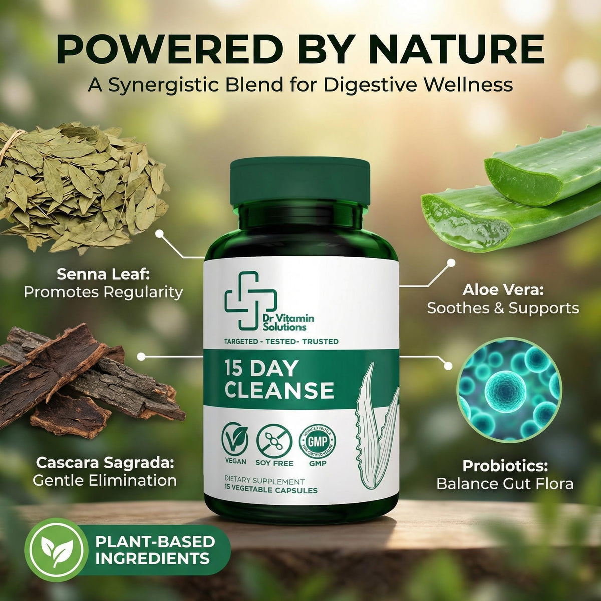 15 Day Colon Cleanse & Detox for Women and Men, Gut Cleanse with Senna, Aloe Vera, Psyllium Husk & Probiotics, Bloating, Constipation Relief, Gentle, Vegan, - FENGGESTORE20