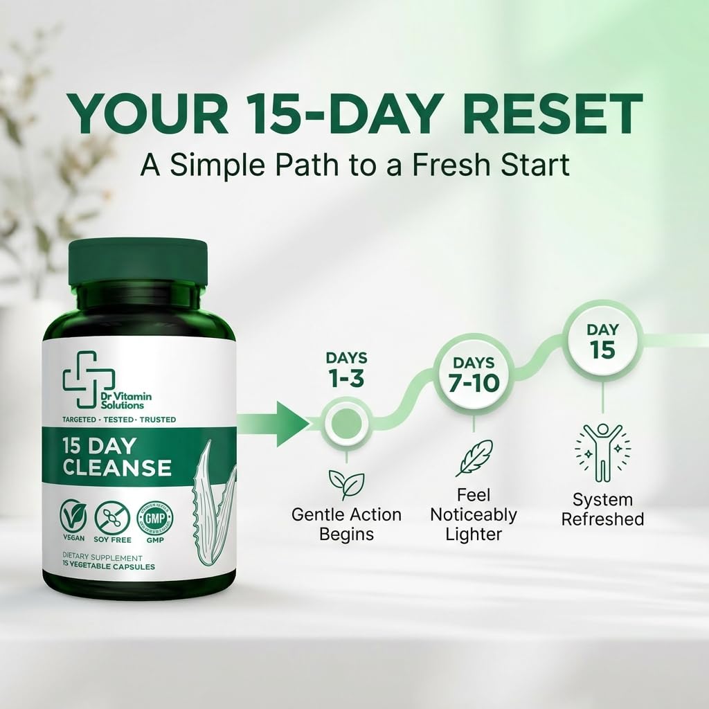 15 Day Colon Cleanse & Detox for Women and Men, Gut Cleanse with Senna, Aloe Vera, Psyllium Husk & Probiotics, Bloating, Constipation Relief, Gentle, Vegan, - FENGGESTORE20