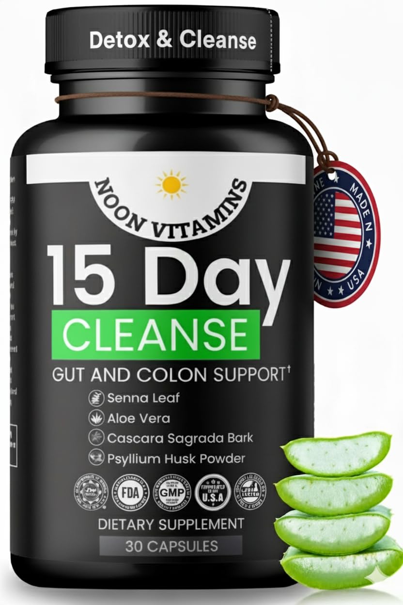 15-Day Colon Cleanse & Gut Detox – Natural Probiotic Cleanser with Senna Leaf, Psyllium & Aloe – Halal for Men & Women – Supports Digestive Health - FENGGESTORE20