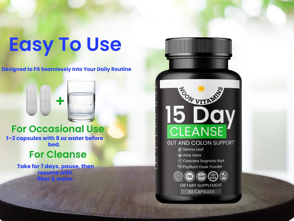 15-Day Colon Cleanse & Gut Detox – Natural Probiotic Cleanser with Senna Leaf, Psyllium & Aloe – Halal for Men & Women – Supports Digestive Health - FENGGESTORE20