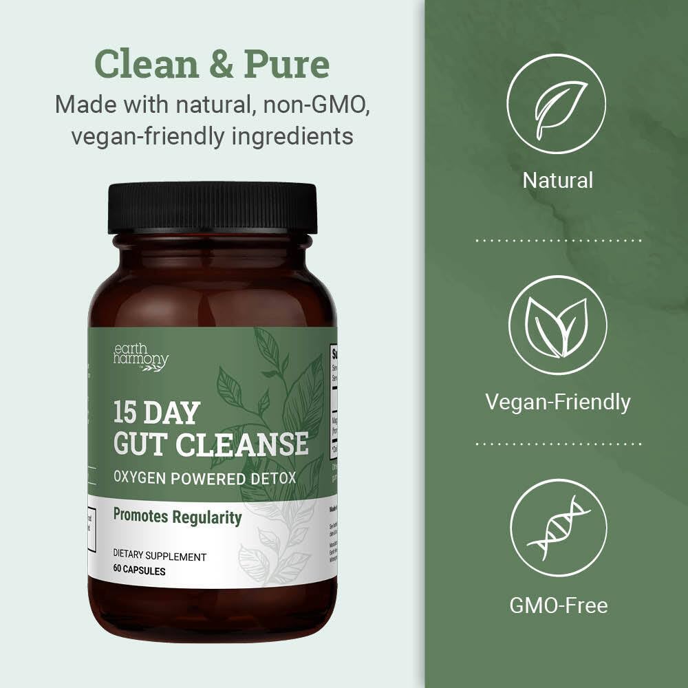 15 Day Gut Cleanse Detox For Women and Men - Vegan, Non-GMO Ingredients For Waist Loss and Constipation Relief With A 15 Day Cleanse Gut Support Without Cramping, - FENGGESTORE20