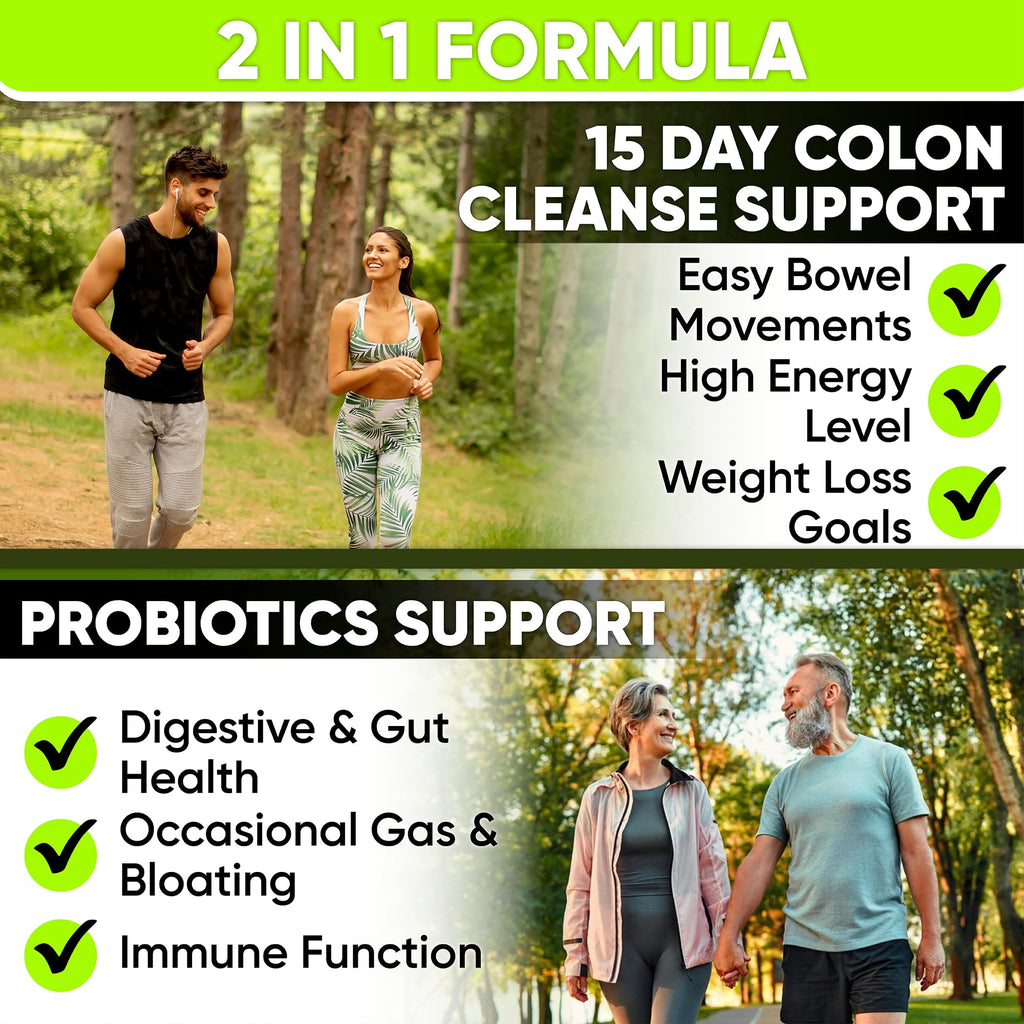 15 Day Gut Cleanse Detox for Women & Men - Advanced 15 Days Colon Cleanse with Probiotics and Psyllium Husk for Constipation Relief, Digestive Health, - FENGGESTORE20