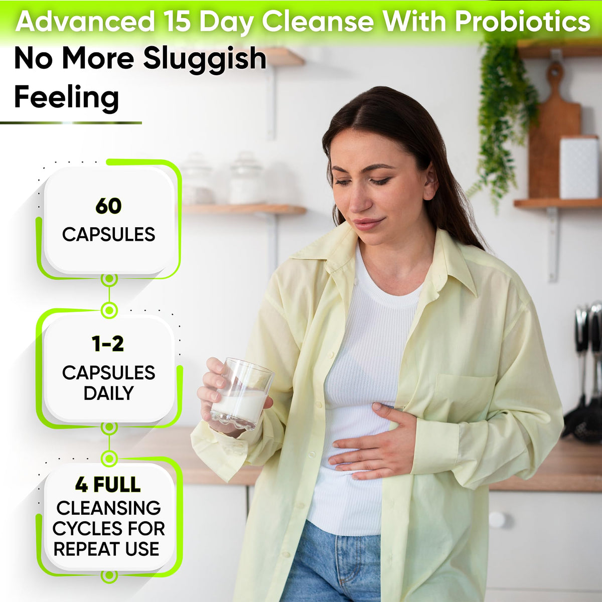 15 Day Gut Cleanse Detox for Women & Men - Advanced 15 Days Colon Cleanse with Probiotics and Psyllium Husk for Constipation Relief, Digestive Health, - FENGGESTORE20