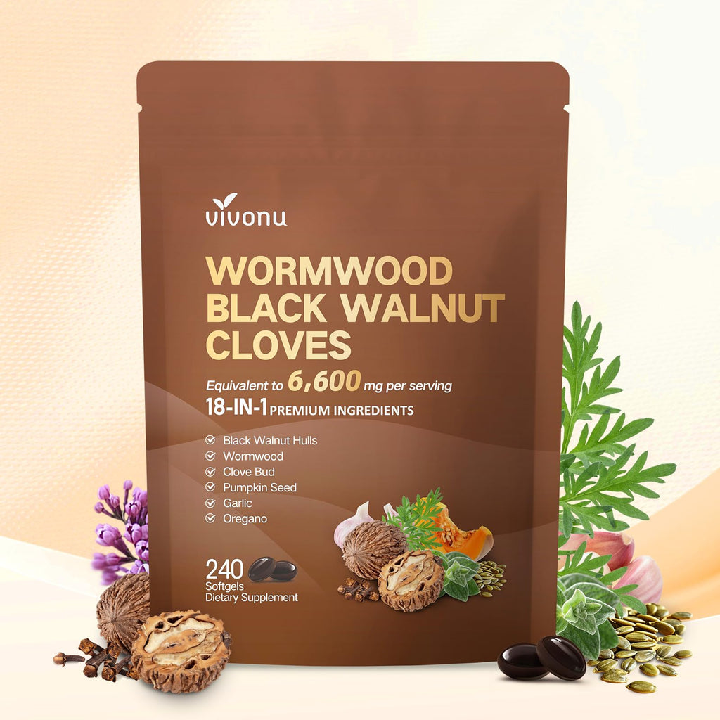 18-in-1 Black Walnut Wormwood Cleanse for Humans, 80 Day Supply, Serving, Rapid Gut Cleanse & Digestive Health with Clove, Garlic, Turmeric, Pumpkin Seed, - FENGGESTORE20