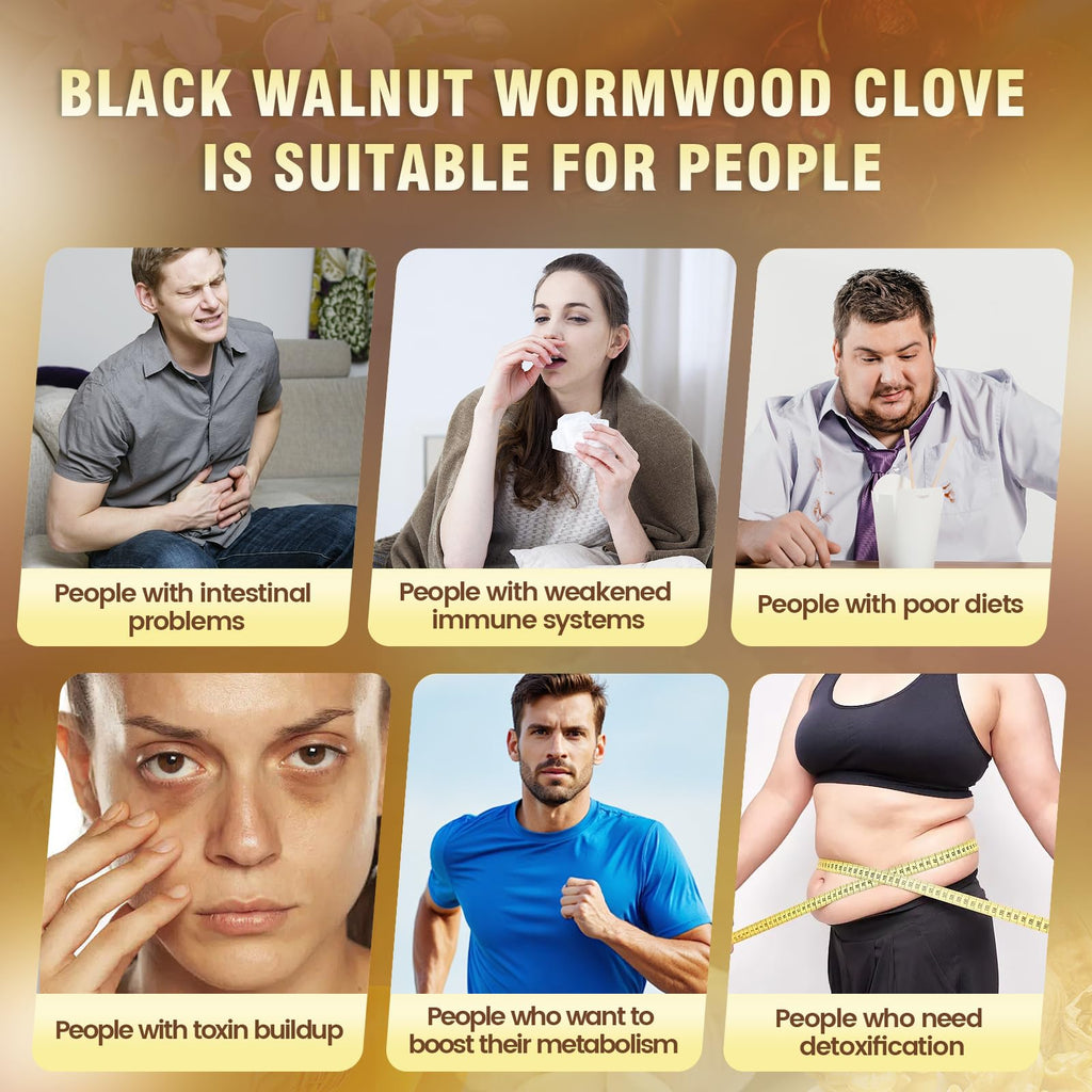 18-in-1 Black Walnut Wormwood Cleanse for Humans, 80 Day Supply, Serving, Rapid Gut Cleanse & Digestive Health with Clove, Garlic, Turmeric, Pumpkin Seed, - FENGGESTORE20