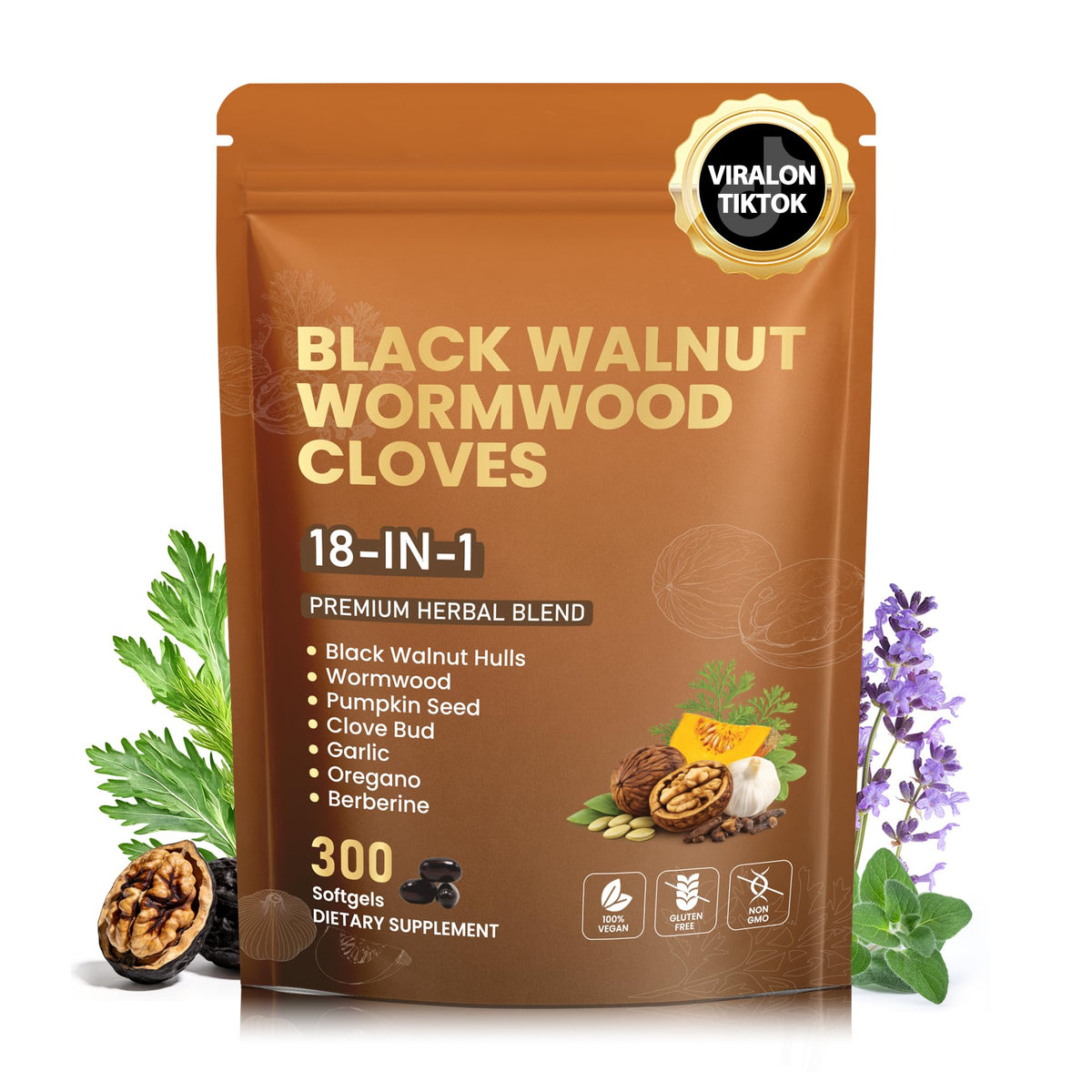 18-in-1 Wormwood Black Walnut Clove Parasite Cleanse | Gut Cleanse & Detox ,Digestive Balance with Garlic, Turmeric, Pumpkin Seed, Oregano - FENGGESTORE20