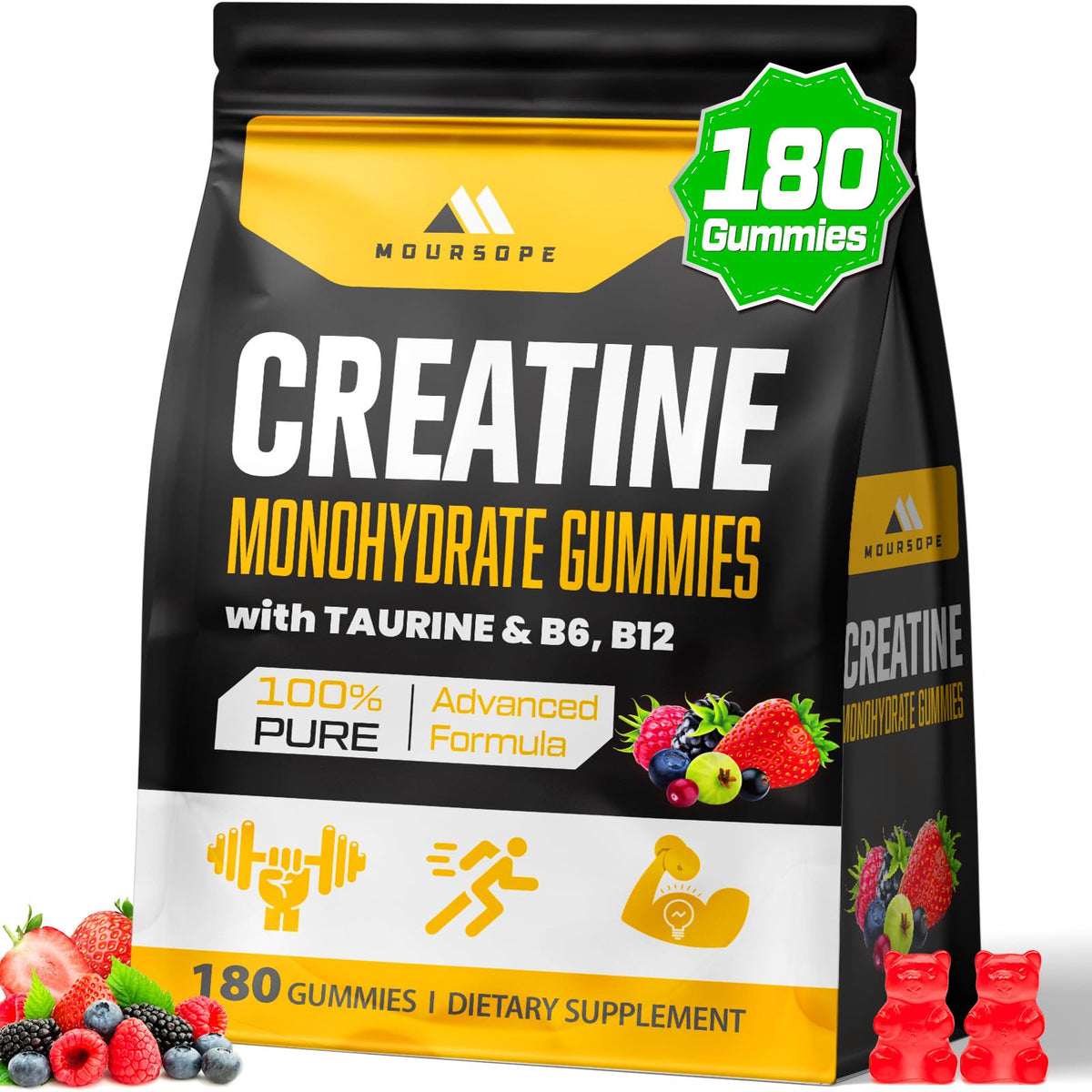 (180 Count) Creatine Monohydrate Gummies for Men & Women - Creatine Pre Workout Gummies for Muscle Builder, Muscle Strength, Recovery, Endurance, Energy, - FENGGESTORE20
