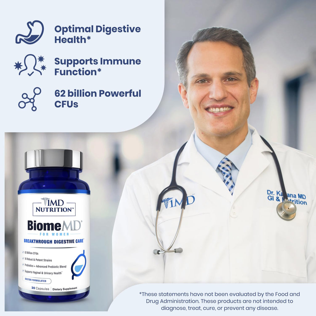 1MD Nutrition BiomeMD Probiotics for Women - Daily Prebiotics and Probiotics for Women - More Than 60 Billion CFUs, 15 Strains - Womens Probiotic to Support Urinary - FENGGESTORE20