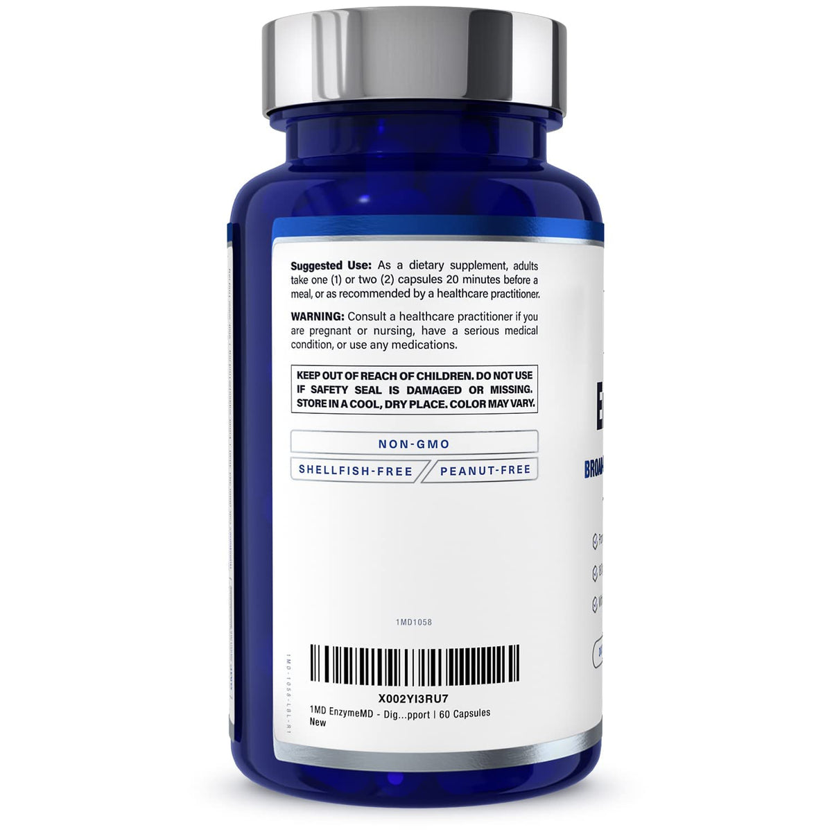 1MD Nutrition EnzymeMD - Digestive Enzymes Supplement - Doctor Formulated | 18 Plant-Based Enzymes - Gas & Bloating Support | 60 Capsules - FENGGESTORE20