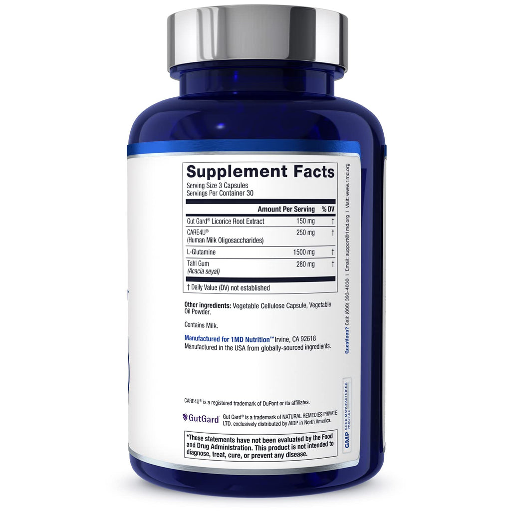1MD Nutrition GutMD - L-Glutamine Capsules w/Prebiotic for Gut Health - L Glutamine Supplement - Supports Healthy Digestive - FENGGESTORE20