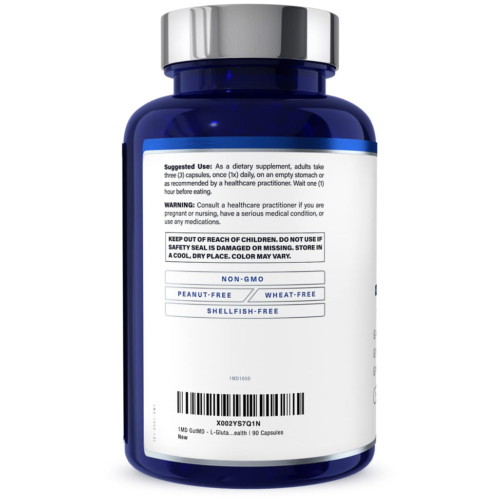 1MD Nutrition GutMD - L-Glutamine Capsules w/Prebiotic for Gut Health - L Glutamine Supplement - Supports Healthy Digestive - FENGGESTORE20