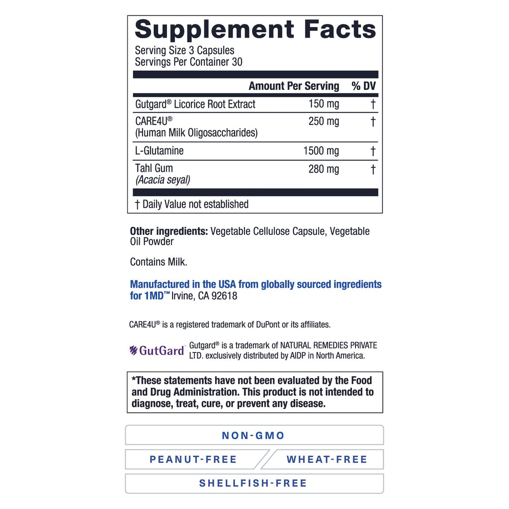 1MD Nutrition GutMD - L-Glutamine Capsules w/Prebiotic for Gut Health - L Glutamine Supplement - Supports Healthy Digestive - FENGGESTORE20