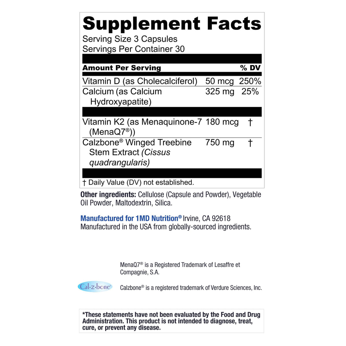 1MD Nutrition OsteoMD for Comprehensive Support - Supplement for Women and Men - Promote Density w/Vitamin D - Hydroxyapatite - FENGGESTORE20