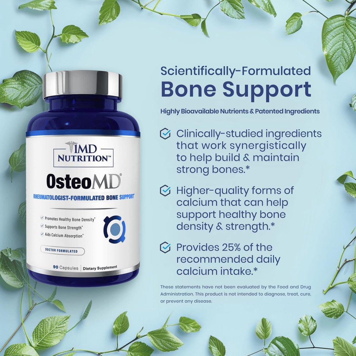 1MD Nutrition OsteoMD for Comprehensive Support - Supplement for Women and Men - Promote Density w/Vitamin D - Hydroxyapatite - FENGGESTORE20