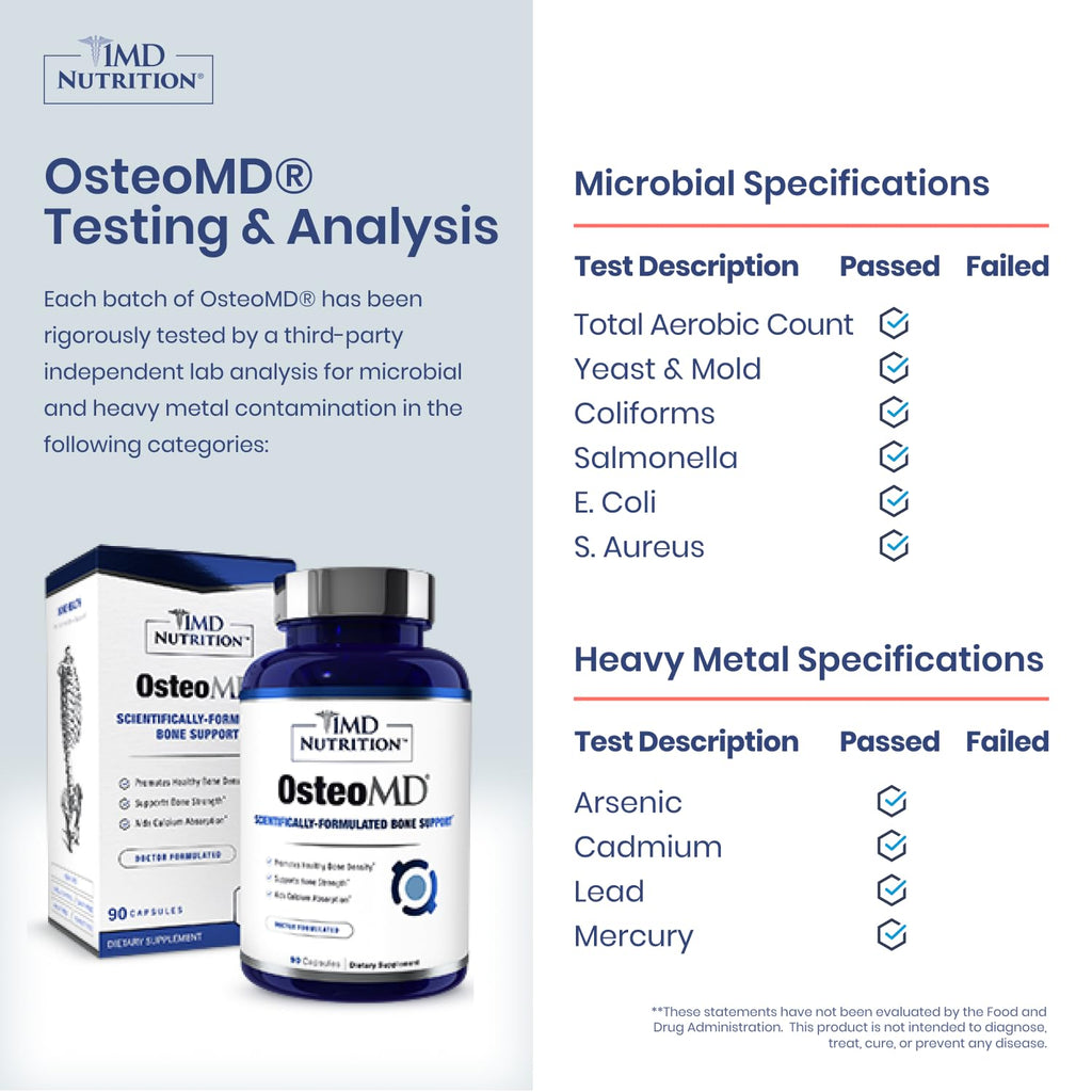 1MD Nutrition OsteoMD for Comprehensive Support - Supplement for Women and Men - Promote Density w/Vitamin D - Hydroxyapatite - FENGGESTORE20