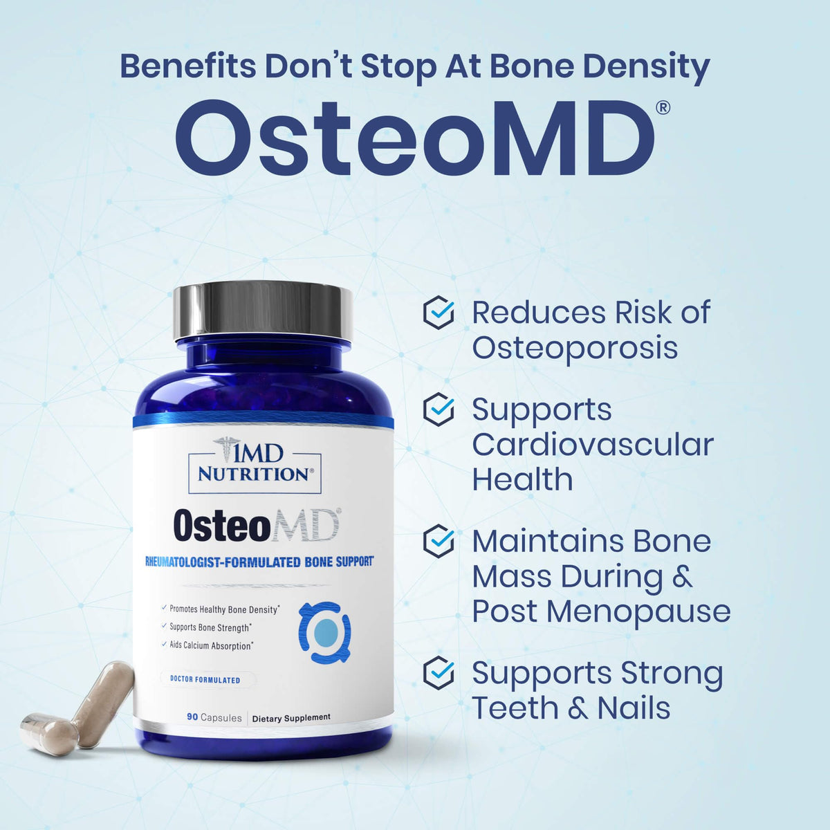 1MD Nutrition OsteoMD for Comprehensive Support - Supplement for Women and Men - Promote Density w/Vitamin D - Hydroxyapatite - FENGGESTORE20