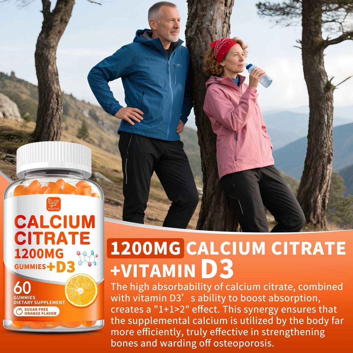(2 Pack) Calcium Citrate 1200 mg with Vitamin D3 Gummies for Women & Men,Calcium Supplements for Bone & Teeth Support,High Absorption - Easy to Digest, - FENGGESTORE20