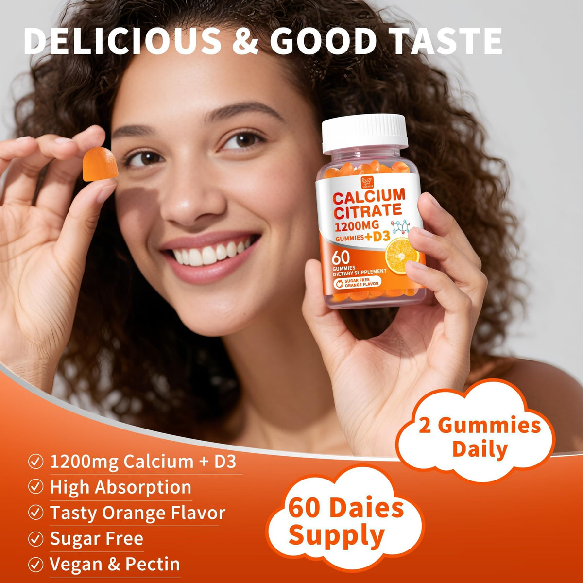 (2 Pack) Calcium Citrate 1200 mg with Vitamin D3 Gummies for Women & Men,Calcium Supplements for Bone & Teeth Support,High Absorption - Easy to Digest, - FENGGESTORE20