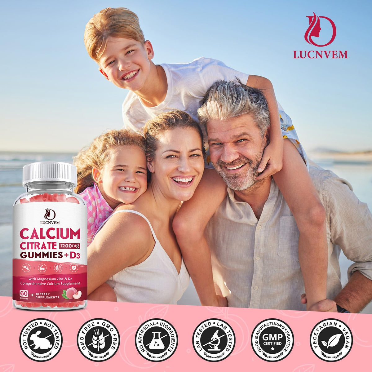(2 Pack) Calcium Citrate 1200mg with Vitamin D3 Supplements Gummies for Women & Men, Calcium Gummies with Vitamin D3 K2, High Absorption - FENGGESTORE20
