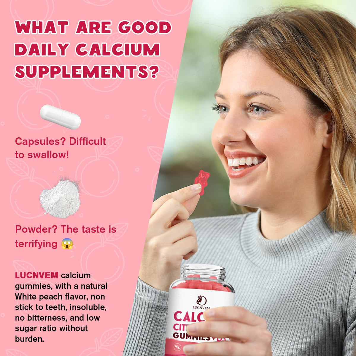 (2 Pack) Calcium Citrate 1200mg with Vitamin D3 Supplements Gummies for Women & Men, Calcium Gummies with Vitamin D3 K2, High Absorption - FENGGESTORE20