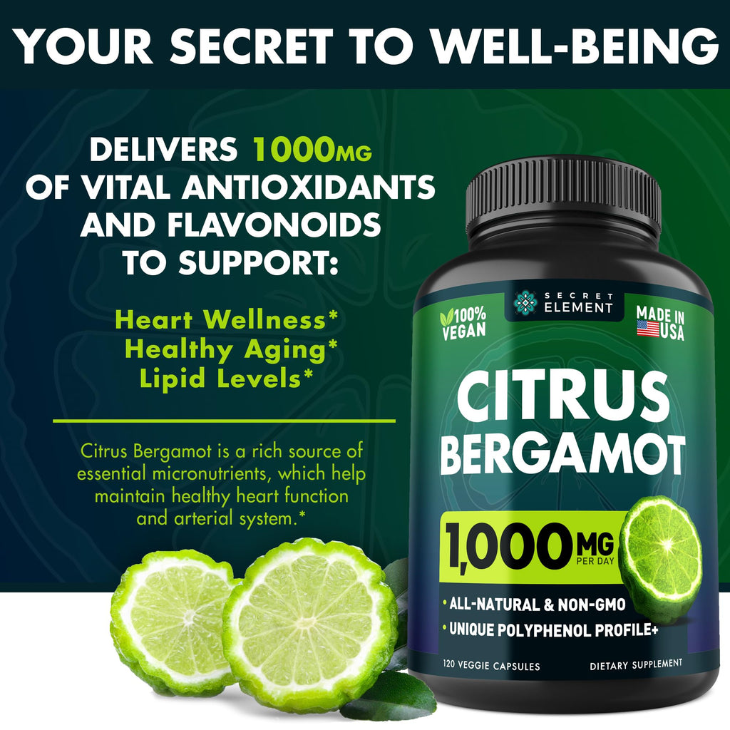 (2 PACK) Citrus Bergamot Extract 1000mg - Citrus Bergamot Supplement for Circulatory Health, Immunity, and Graceful Aging - 2x the potency of Citrus Bergamot 500mg - FENGGESTORE20