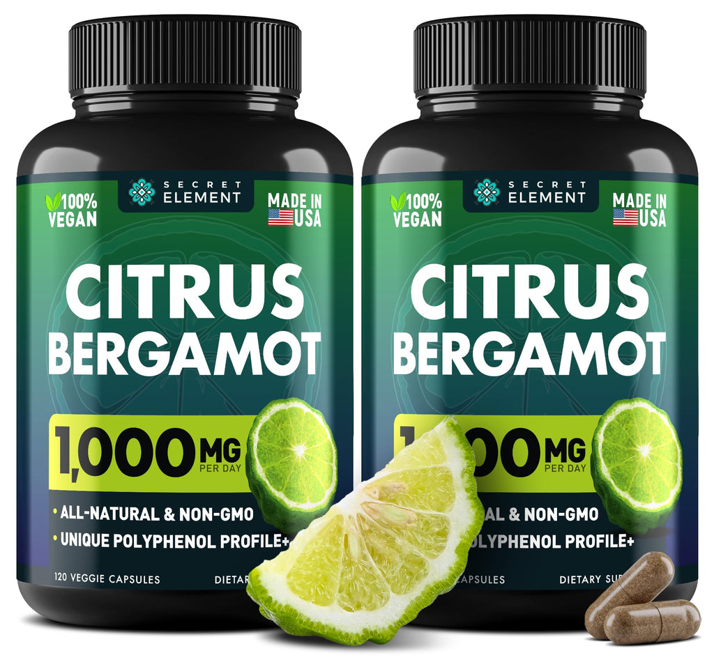 (2 PACK) Citrus Bergamot Extract 1000mg - Citrus Bergamot Supplement for Circulatory Health, Immunity, and Graceful Aging - 2x the potency of Citrus Bergamot 500mg - FENGGESTORE20