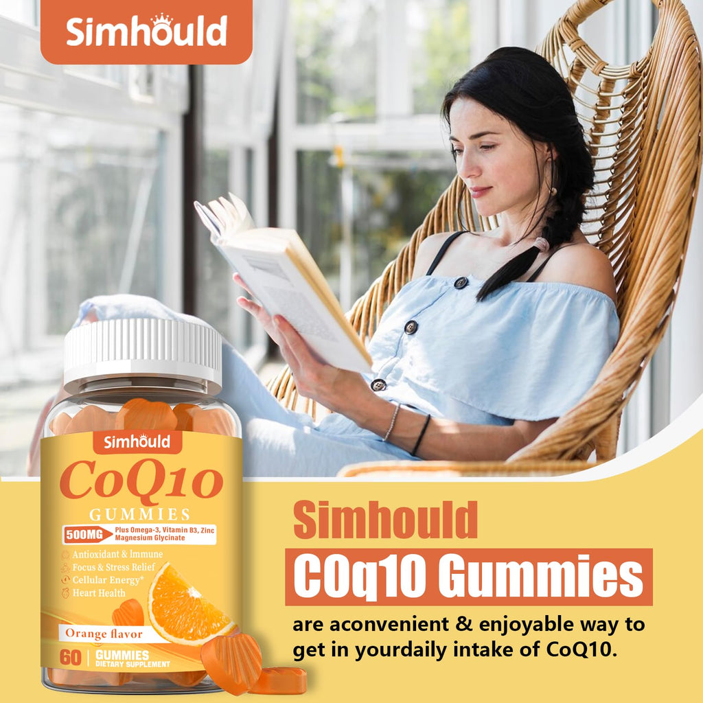 2 Pack CoQ10 500MG Gummies - Plus Omega-3, Magnesium, Vitamin B3 & Zinc - 3X Better Absorption Coenzyme Q10 Supplements for Heart Health, Cellular Energy & Antioxidant, Non-GMO 120 Counts - FENGGESTORE20