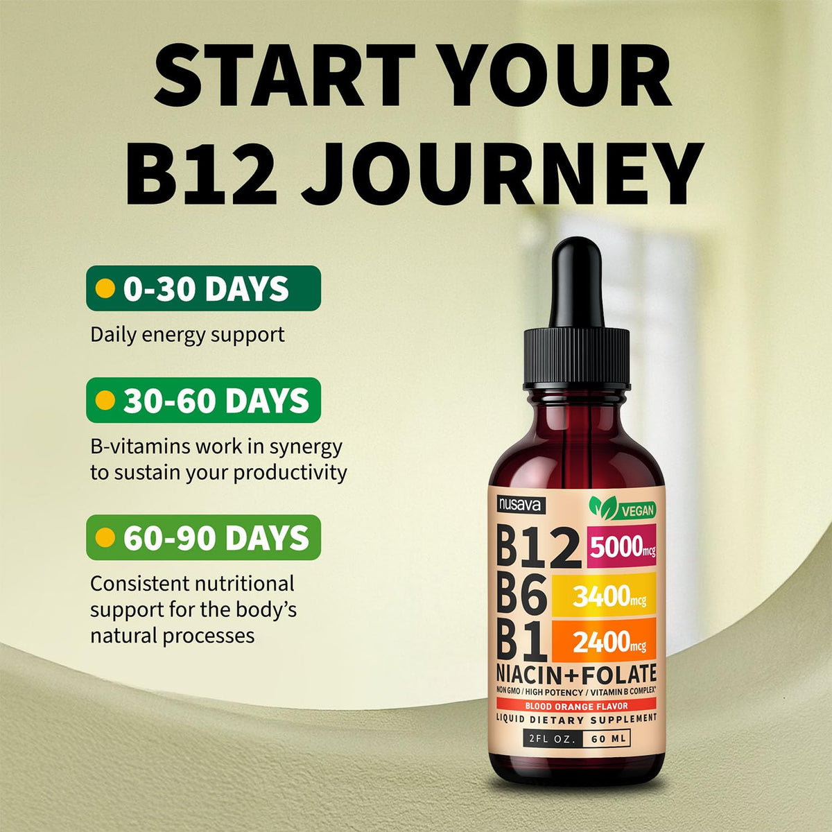 (2 Pack) Vitamin B12 and B6 Liquid Drops, B12 Sublingual Vitamin B Complex - B 12 Vitamin 5000mcg - B12 Methylcobalamin for Energy - FENGGESTORE20