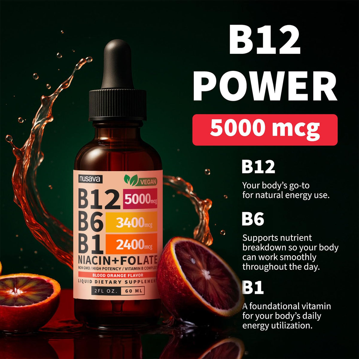 (2 Pack) Vitamin B12 and B6 Liquid Drops, B12 Sublingual Vitamin B Complex - B 12 Vitamin 5000mcg - B12 Methylcobalamin for Energy - FENGGESTORE20