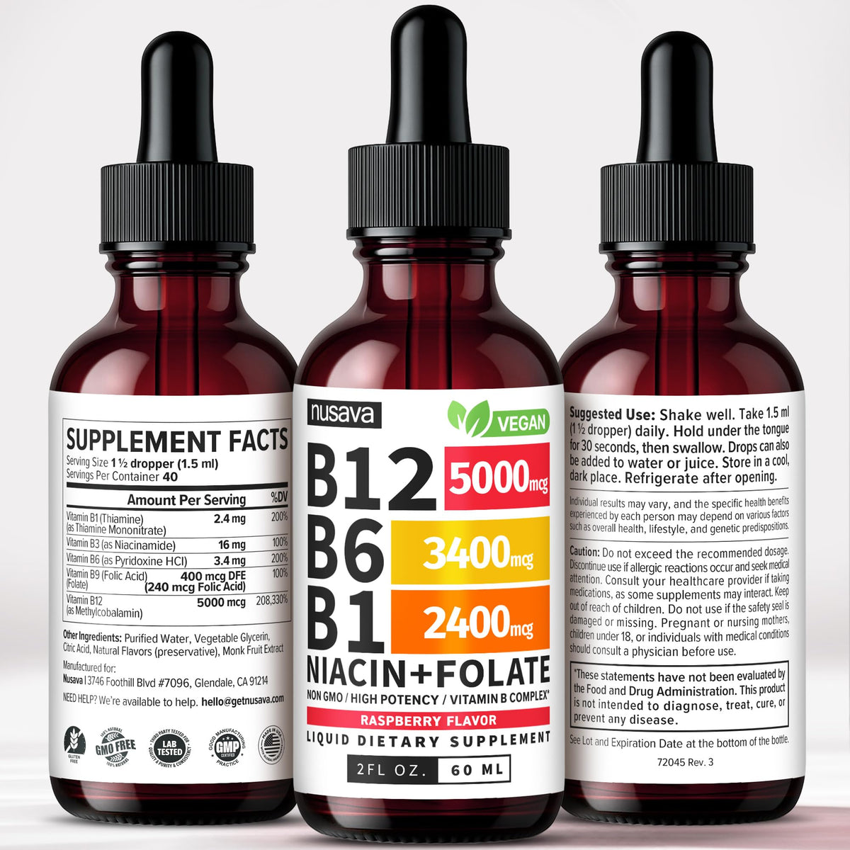 (2 Pack) Vitamin B12 and B6 Liquid Drops, B12 Sublingual Vitamin B Complex - B 12 Vitamin 5000mcg - B12 Methylcobalamin for Energy - FENGGESTORE20