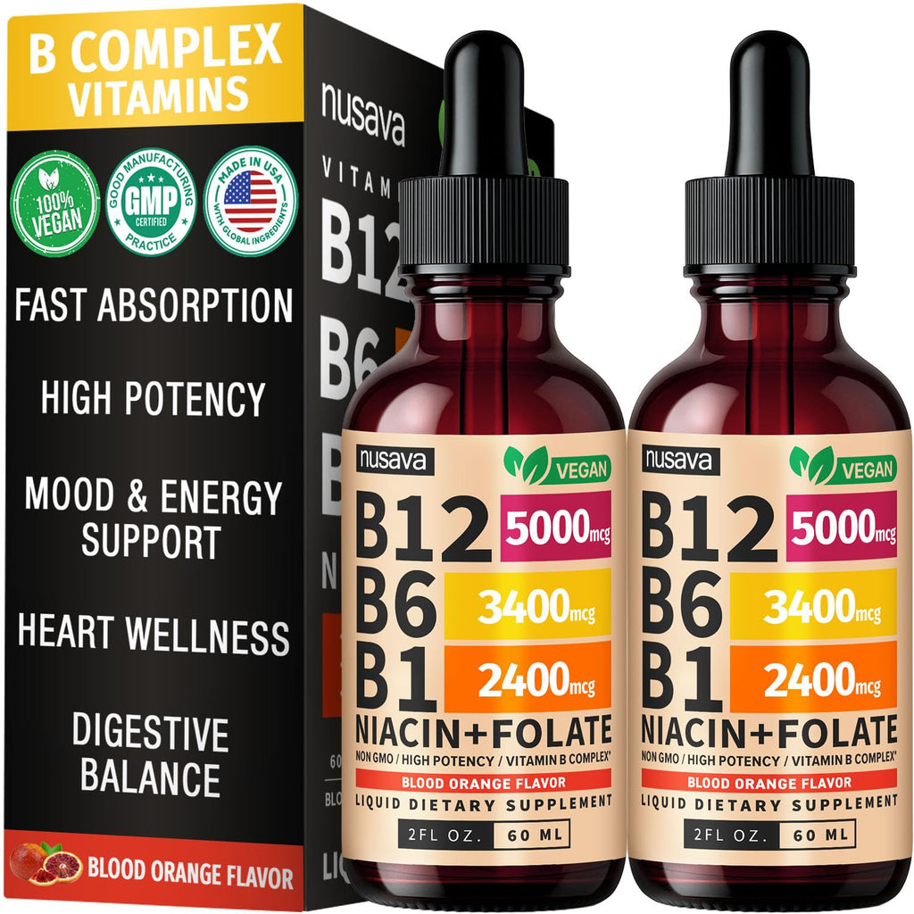 (2 Pack) Vitamin B12 and B6 Liquid Drops, B12 Sublingual Vitamin B Complex - B 12 Vitamin 5000mcg - B12 Methylcobalamin for Energy - FENGGESTORE20