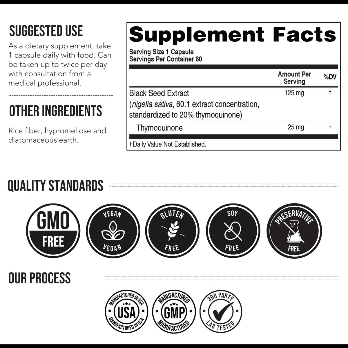20% Thymoquinone Black Seed Extract Capsules - TQ-Advanced 4X®: Potent Thymoquinone Concentration Available - 60:1 Concentrate from Nigella Sativa - FENGGESTORE20
