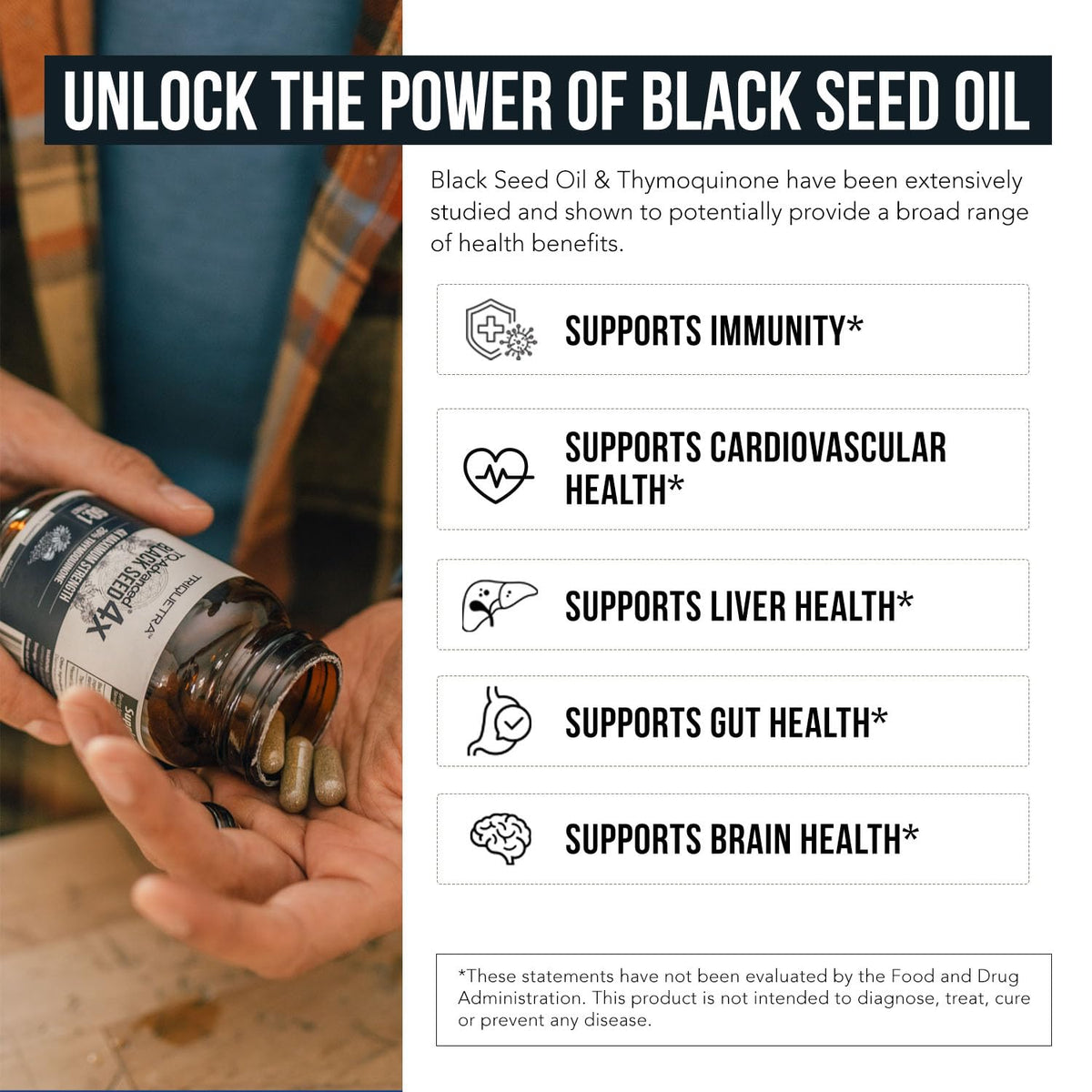 20% Thymoquinone Black Seed Extract Capsules - TQ-Advanced 4X®: Potent Thymoquinone Concentration Available - 60:1 Concentrate from Nigella Sativa - FENGGESTORE20