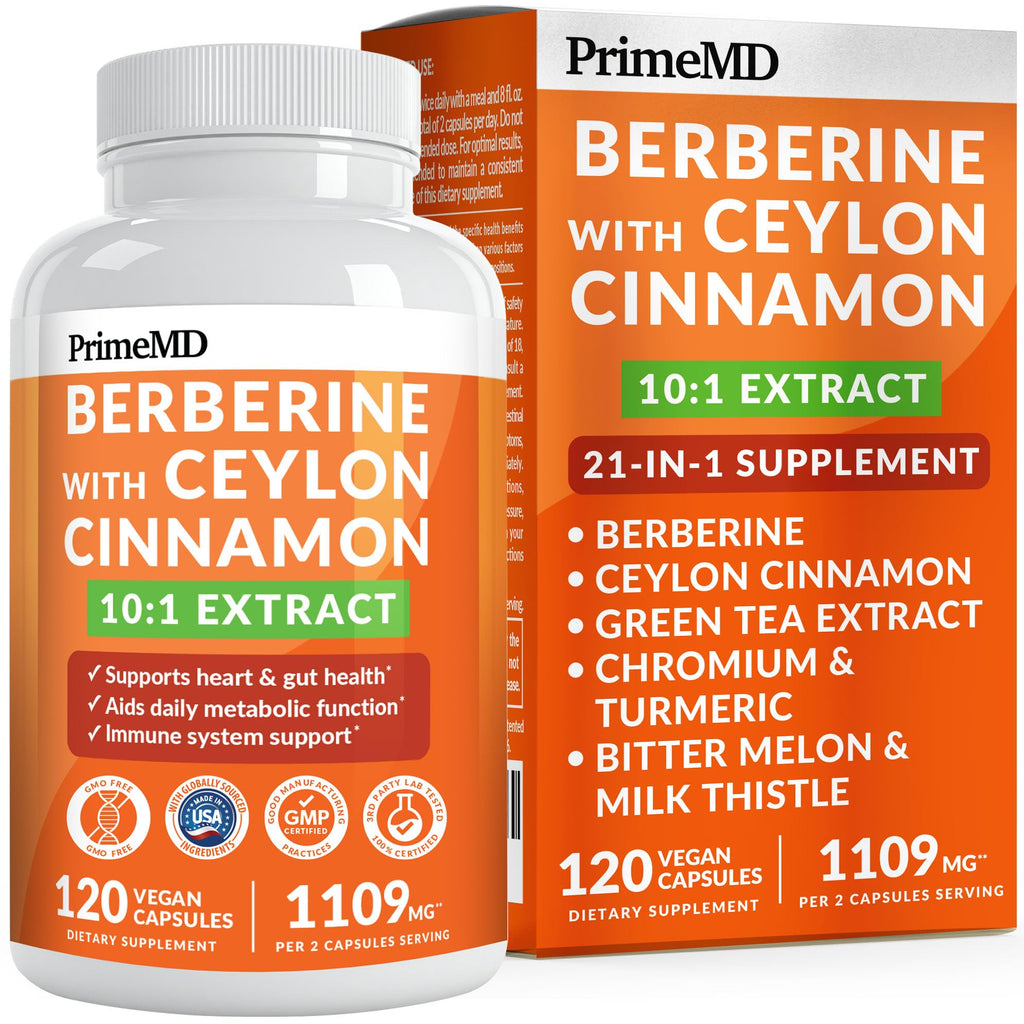 21-in-1 Berberine Supplement with Ceylon Cinnamon Capsules - Dihydroberberine with Chromium, Bitter Melon & Green Tea Extract - Berberine with Ceylon Cinnamon - FENGGESTORE20