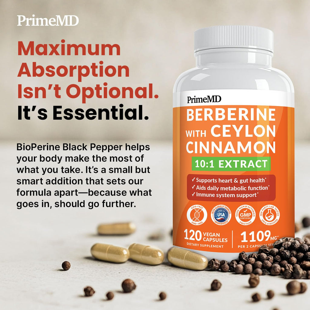 21-in-1 Berberine Supplement with Ceylon Cinnamon Capsules - Dihydroberberine with Chromium, Bitter Melon & Green Tea Extract - Berberine with Ceylon Cinnamon - FENGGESTORE20