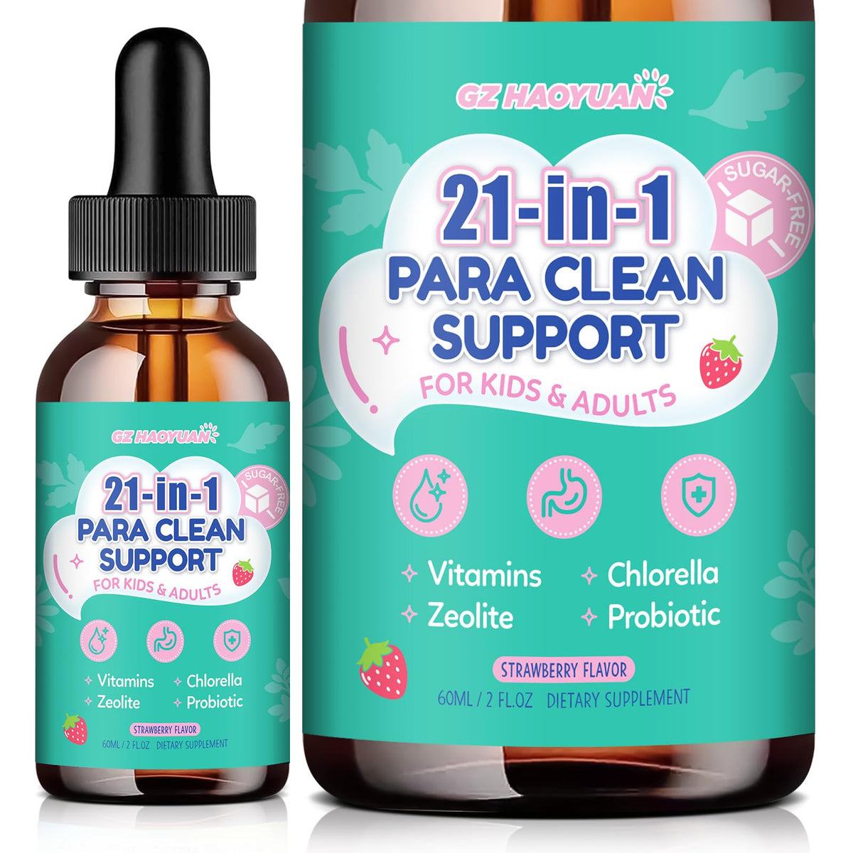 21 in 1 Parasite Cleanse for Humans & Kids, Herbal Gut Cleanse Liquid Drops – Wormwood, Black Walnut, Zeolite, Chlorella,10B Probiotics & Clove, - FENGGESTORE20