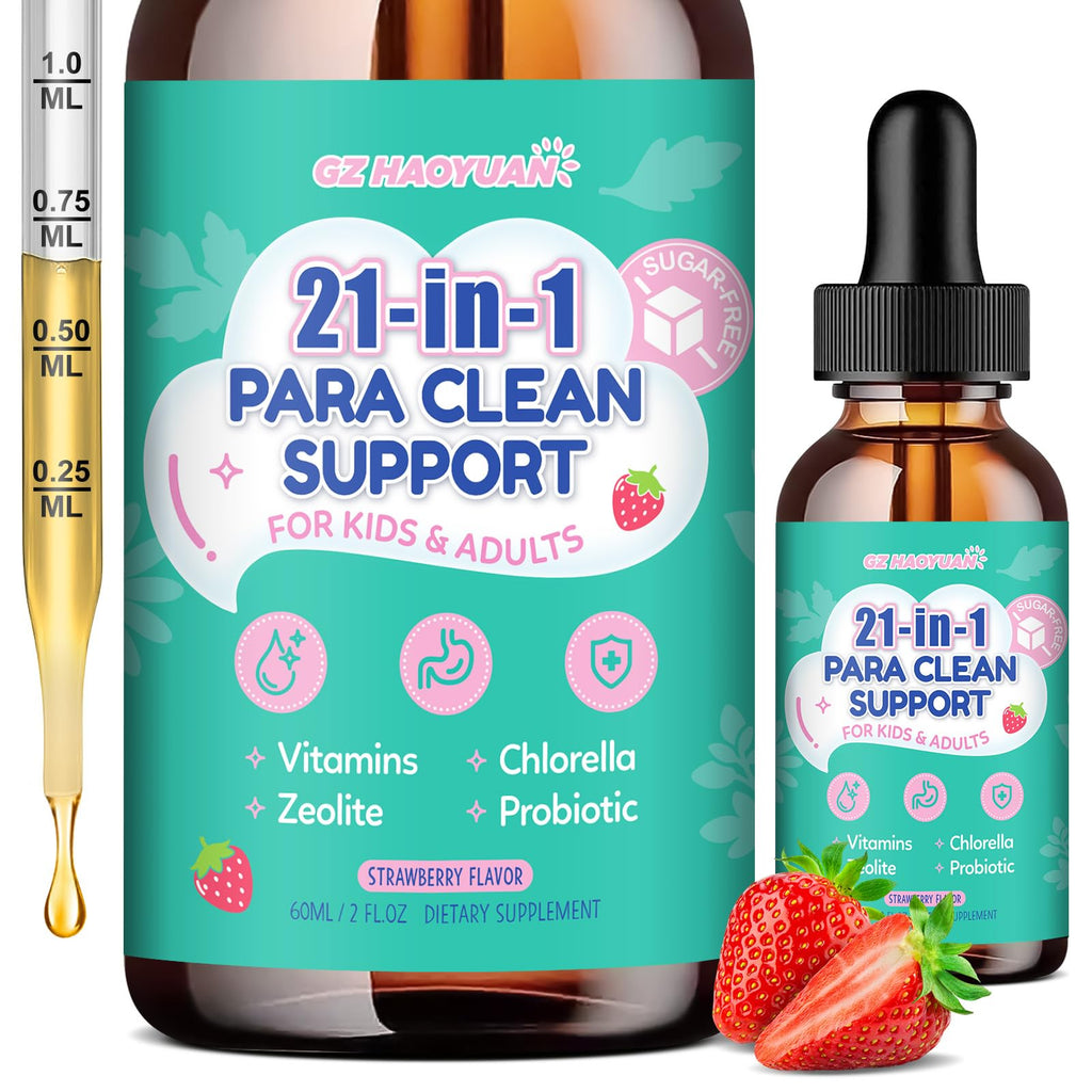 21 in 1 Parasite Cleanse for Humans & Kids, Herbal Gut Cleanse Liquid Drops – Wormwood, Black Walnut, Zeolite, Chlorella,10B Probiotics & Clove, - FENGGESTORE20