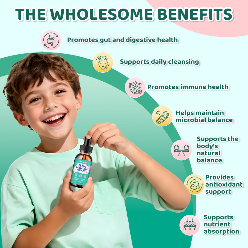 21 in 1 Parasite Cleanse for Humans & Kids, Herbal Gut Cleanse Liquid Drops – Wormwood, Black Walnut, Zeolite, Chlorella,10B Probiotics & Clove, - FENGGESTORE20