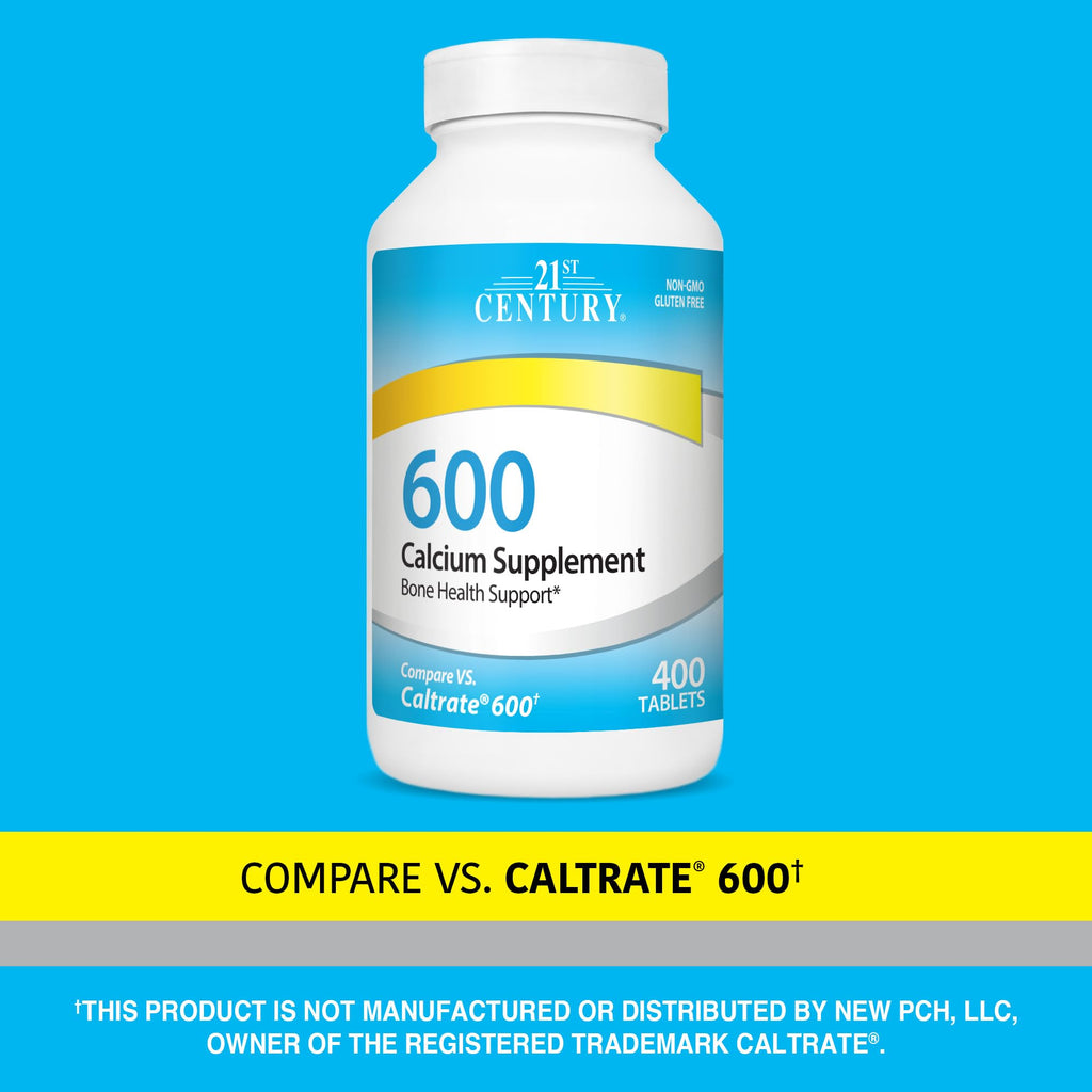 21st Century Calcium 600 mg Supplement (400 Tablets), Vegan-Friendly Bone Strength Calcium Supplement, Non-GMO & Gluten-Free Calcium Carbonate, - FENGGESTORE20