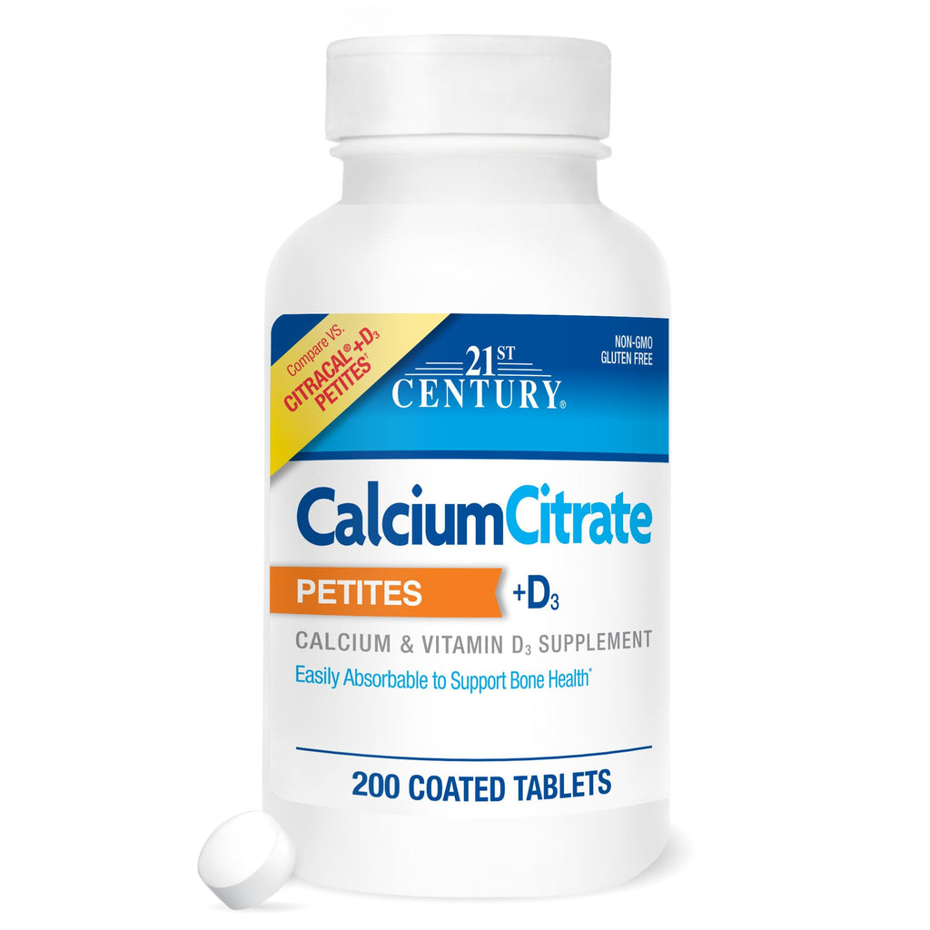 21st Century Calcium Citrate + D3 Petites Coated Tablets 200 ea - FENGGESTORE20